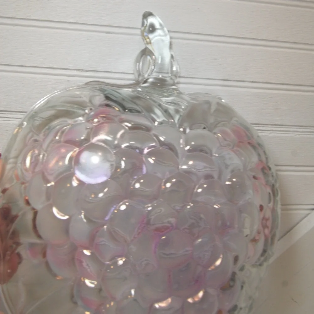 Vintage Indiana Glass bowl Grape cluster design‎ & colors Fruit salad candy dish